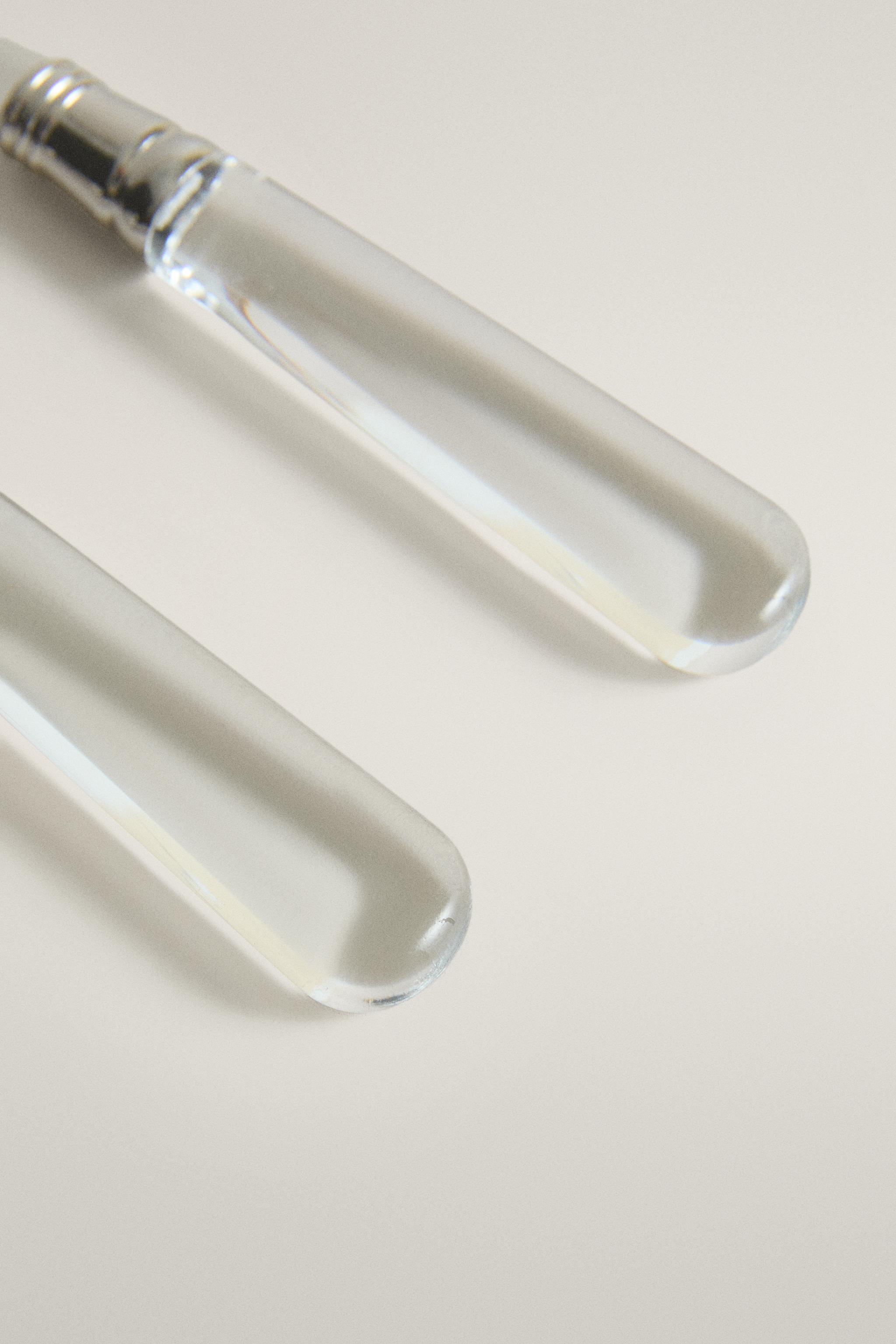 SALAD FLATWARE SET WITH TRANSPARENT HANDLES (SET OF 2)